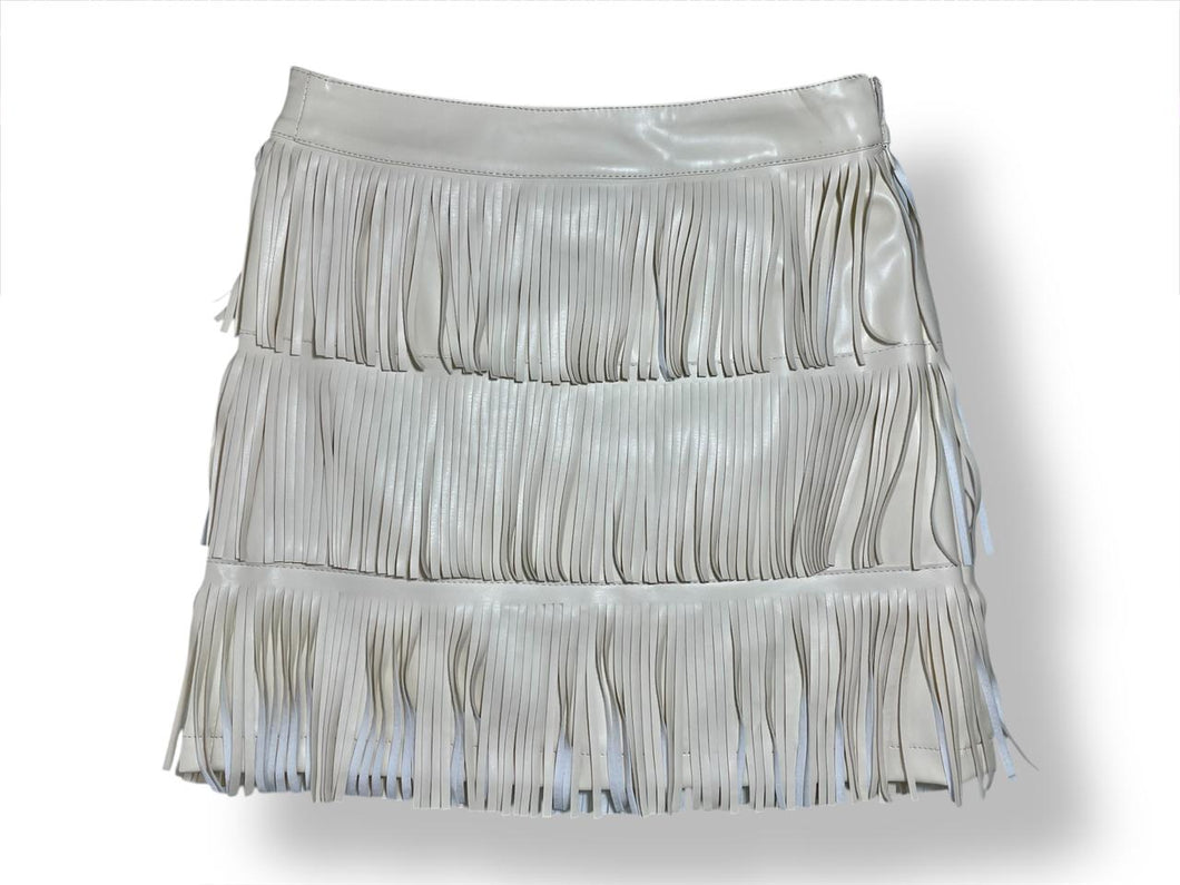 Falda beige flecos